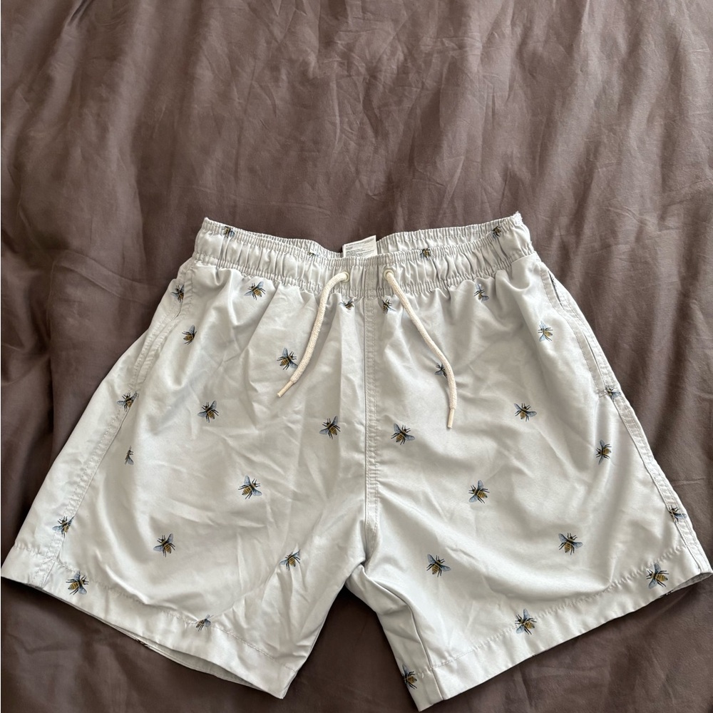 H&M White Anchor Print Swim Trunks